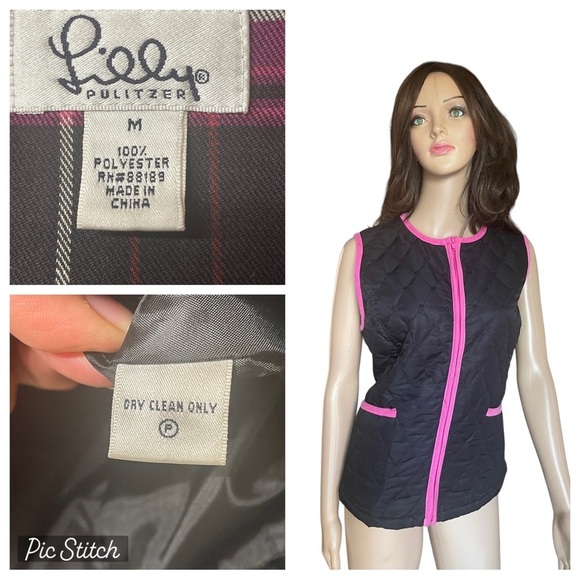 Lilly Pulitzer Jackets & Blazers - LILLY PULITZER Quilted VEST
Embriodered PALM TREES Black
Pink Size M